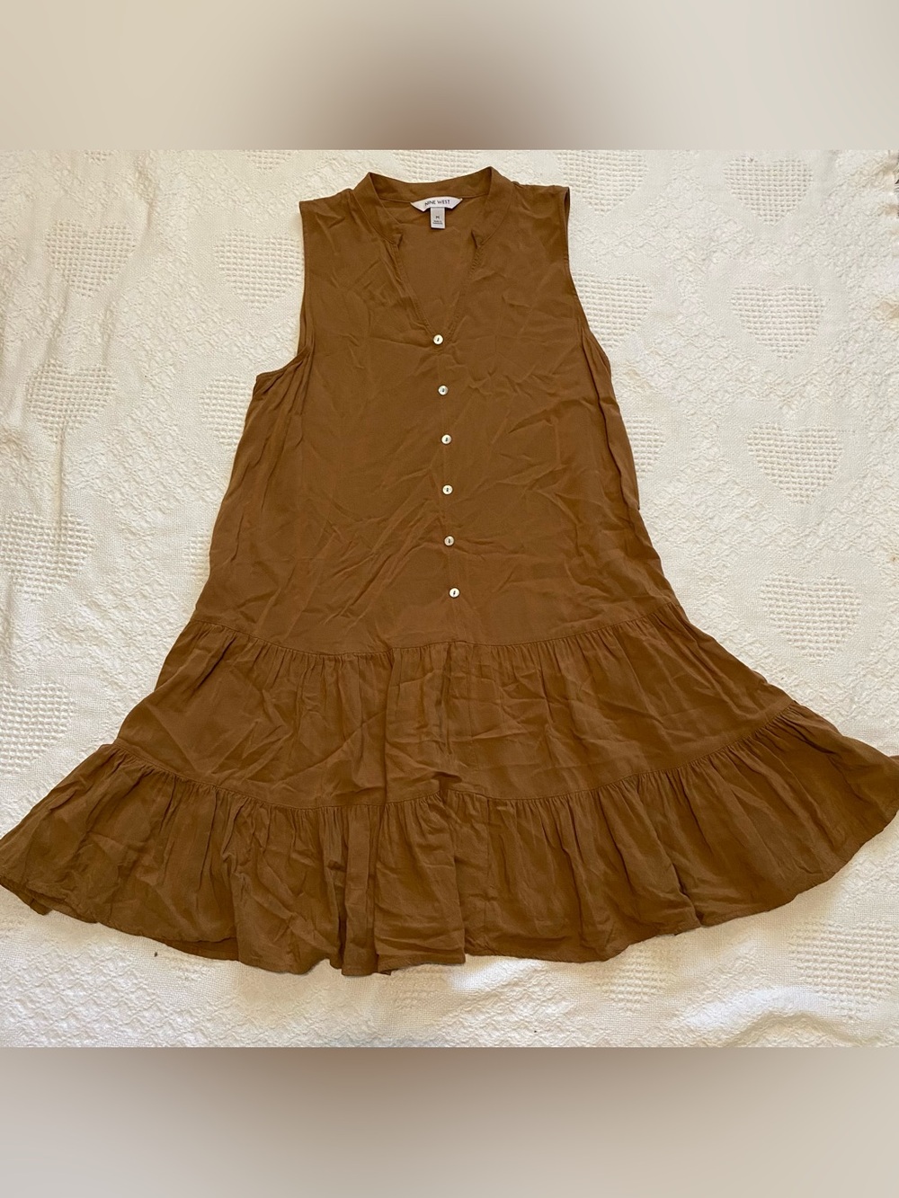 Nine West Brown V-Neck Sleeveless Button Top
